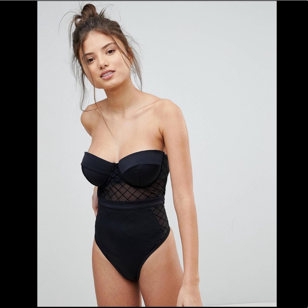 ASOS Fuller Bust Diamond Mesh Cupped Swimsuit 30G